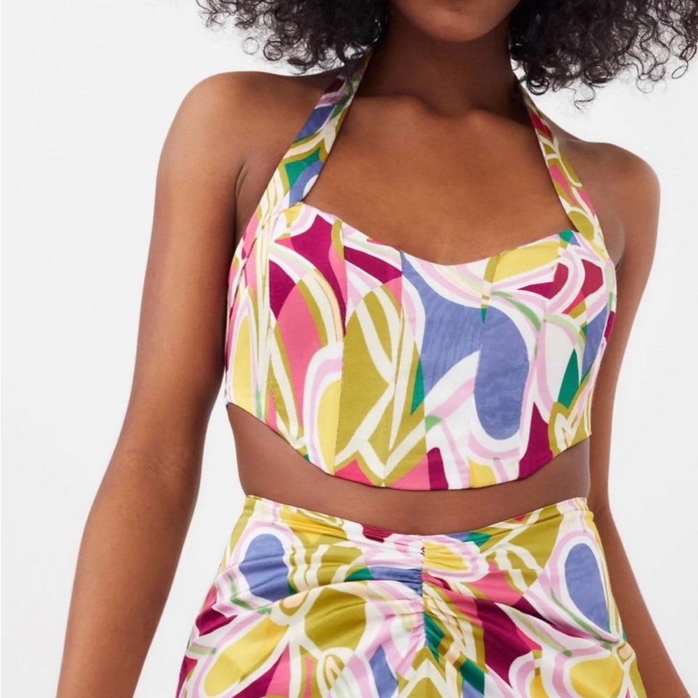 For Love And Lemons Multicolor Abstract Crop Top